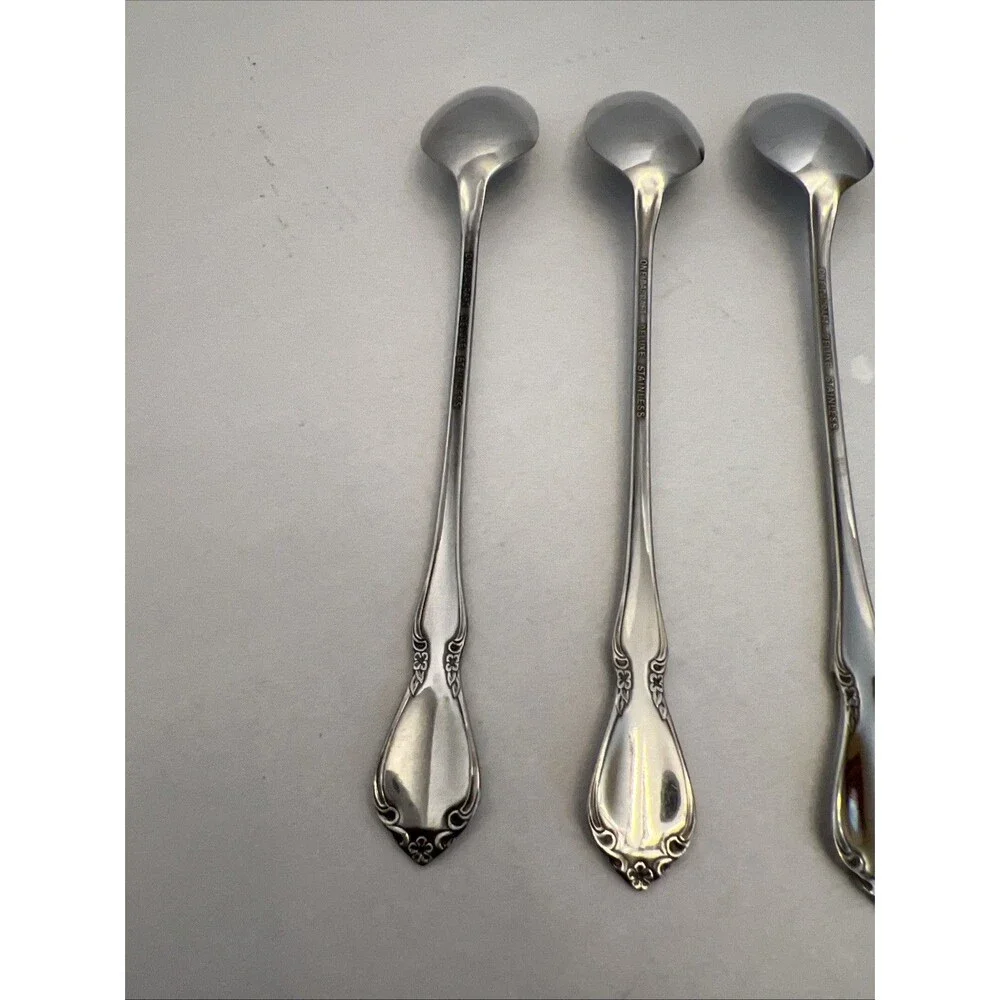 Oneidacraft DELUXE CHATEAU Iced Tea Spoons Stainless Flatware Set 4 Replacements